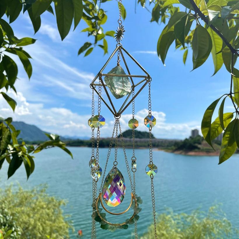 Sun Catcher, Crystal Suncatcher, Hanging Crystal, Aurora Gemstone Suncatcher, Crystal Prism, Rainbow Maker, Boho Decor, Holiday Gift