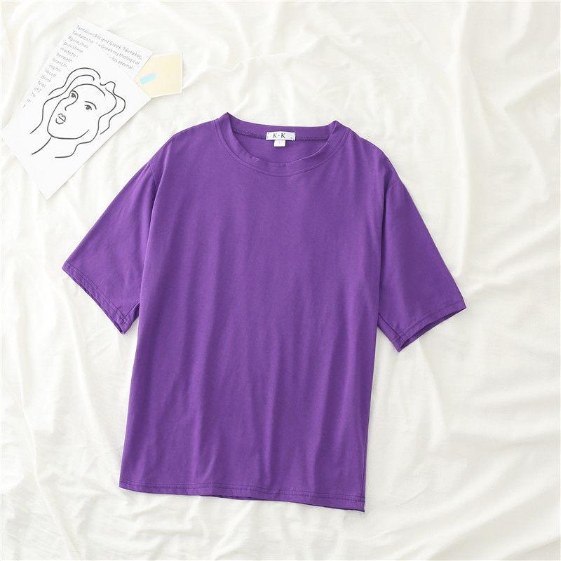 Cotton  Women Round Neck Short Sleeve Tops T Shirt