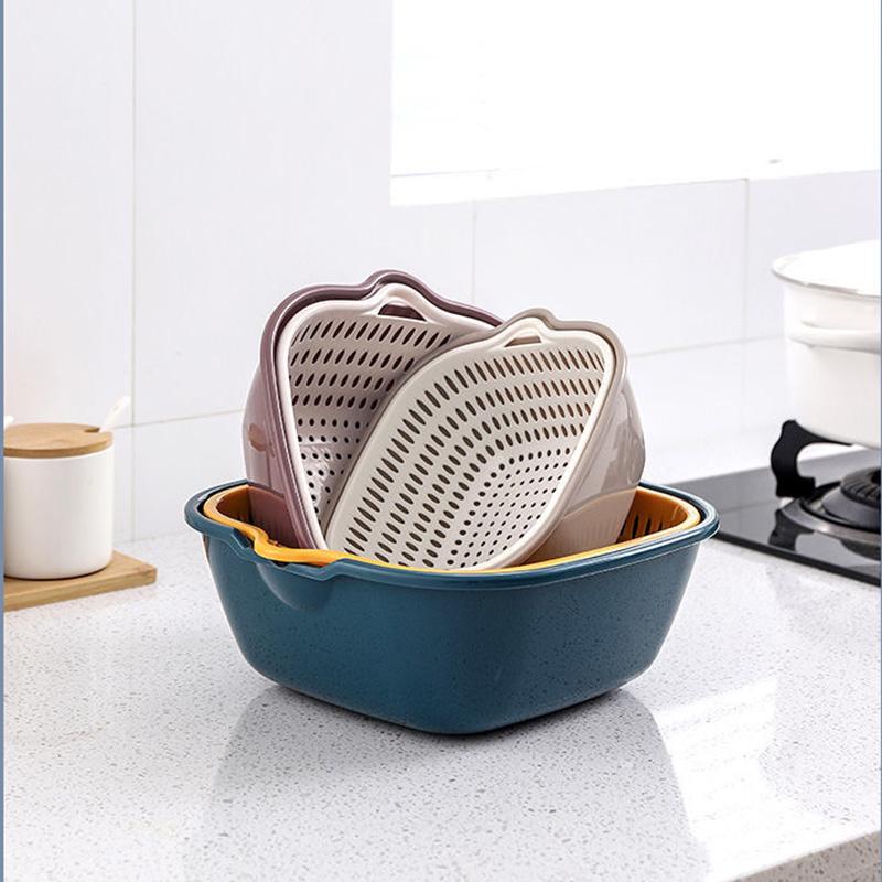 Double-layer Kitchen Sink Drain Basket Pot Assortment Vegetable Washing Basket Household Living Room Plastic Fruit Bowl Washing Fruit Plate