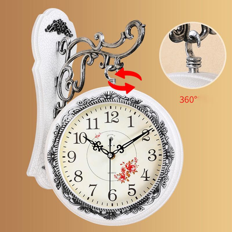 European Style Double-sided Wall Clock Living Room Large Double-sided Clock Mute Personality Creative Modern Minimalist Quartz Clock