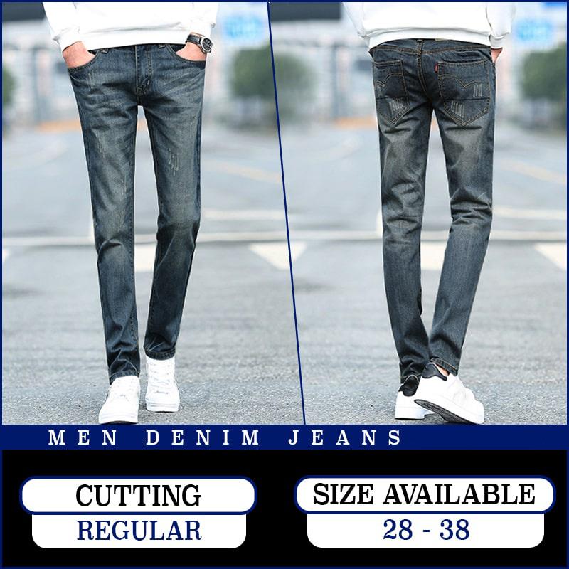 Summer Jeans Men's Straight Slim Fit Large Size Mid-waist Men's Jeans Stretch Thin Business Trousers