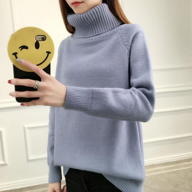 Women's thick warm sweater loose long-sleeved knit bottoming sweater turtleneck sweater