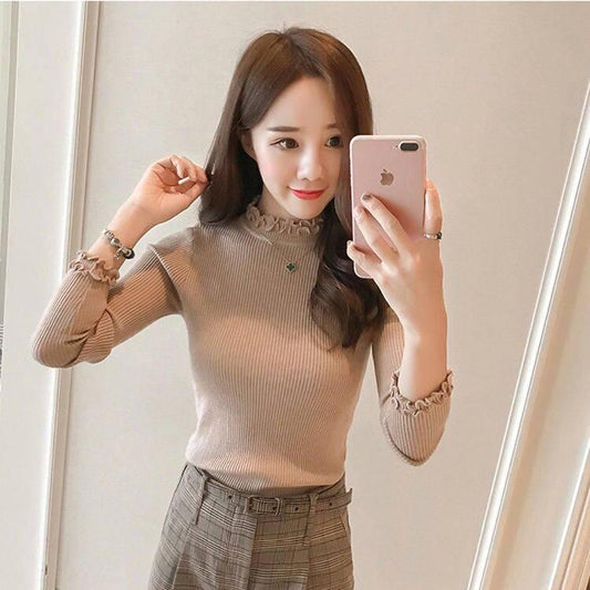 Autumn and winter sweater sweater women's half-necked turtleneck Slim long-sleeved shirt