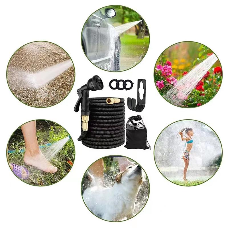 25FT-100FT High Quality Garden Watering Hose Magical Retractable Rubber Hose Lightweight Wearable Car Wash Hose Sprayer for Garden Watering