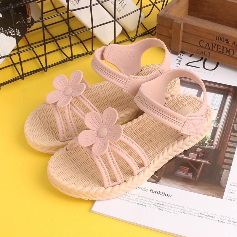 Girls Sandals Gladiator Flowers Sweet Soft Children's Beach Shoes Kids Summer Floral Sandals Princess Fashion Cute High Quality