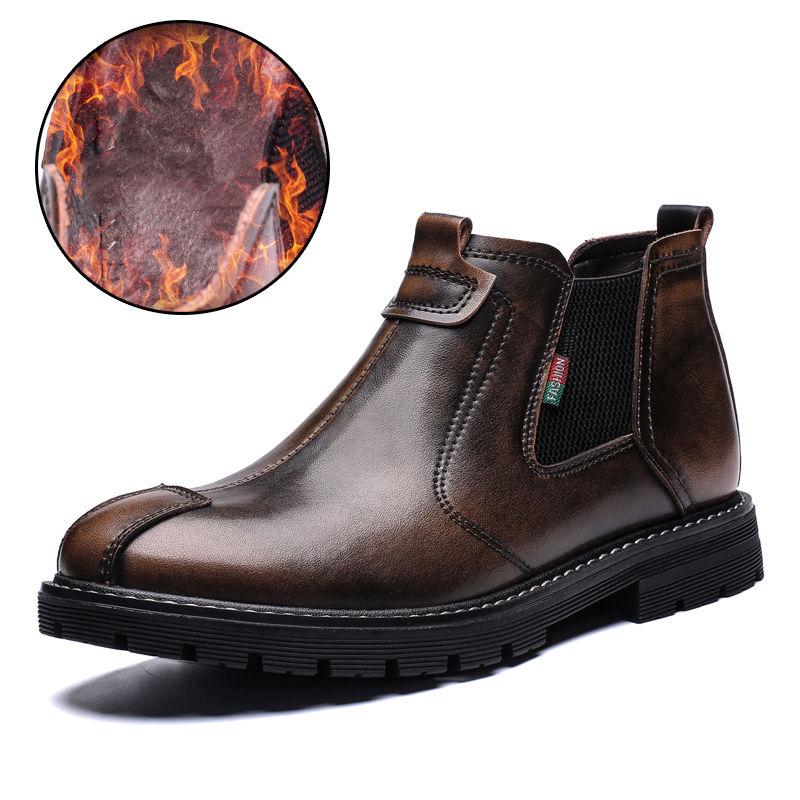 Martin Boots Men's Boots Men's Autumn British Style Retro High Top Shoes Chelsea Leather Booties