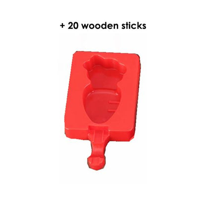 Homemade Food Grade Silicone Ice Cream Molds Ice Lolly Moulds Freezer Cartoon Ice Cream Bar Molds Maker with 100 Popsicle Sticks