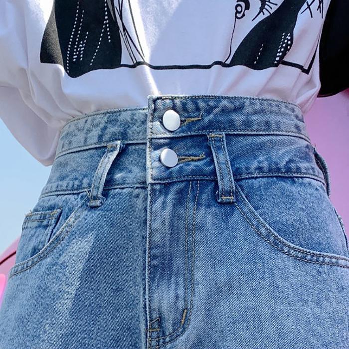 WTEMPO High Waist Washed Denim Summer Women Denim Shorts Ripped Hole Jeans  Casual Shorts