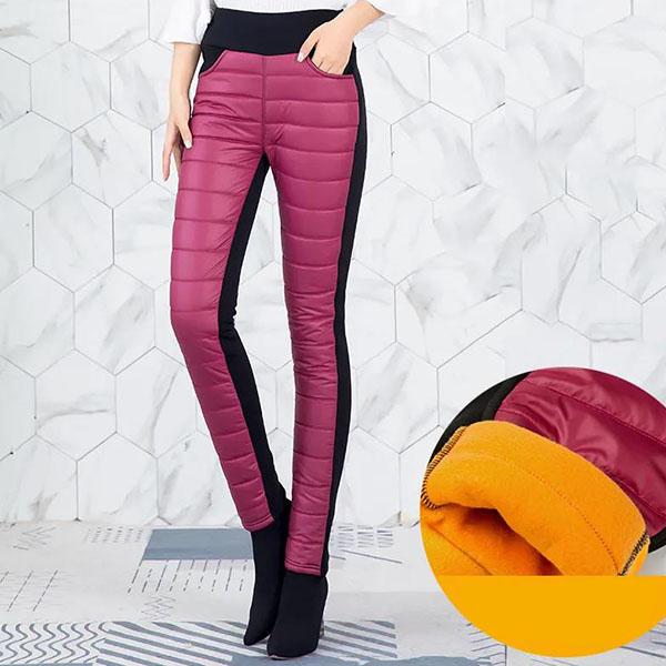 M-XXXL Women Winter Cotton-padded Trousers Female Warm High Waist Long Pants Women's Large Size Solid Color Thickened Pants