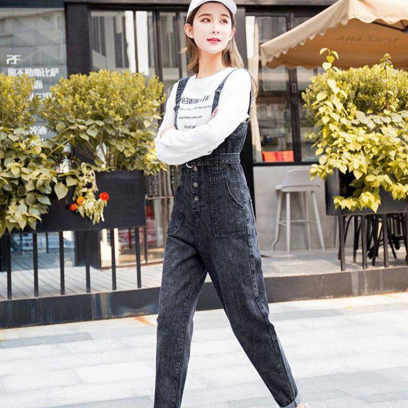 WTEMPO Women's Denim Overalls Loose and Thin Slim Fit Student Cute Summer Bud Pants Fashion High-rise Jeans