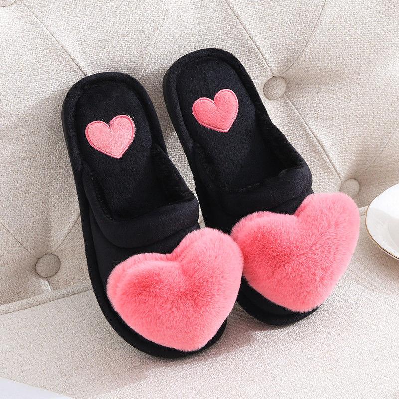 Autumn and Winter Pure Cotton Slippers Big Love Indoor Non-slip Soft-soled Shoes Warm Simple and Comfortable Casual Plush Cotton Shoes