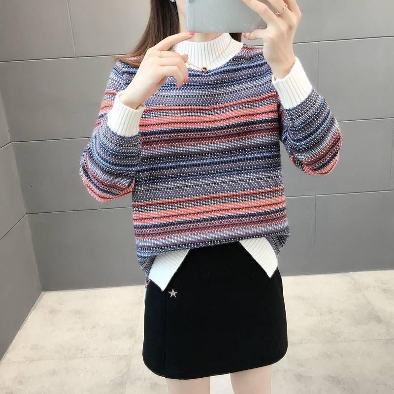 Autumn and Winter Retro Half Turtleneck Sweater Loose Casual Jacket Fashion Casual Women's Top