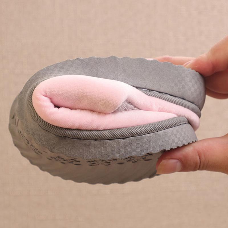 Women Slippers Pink Cute Cat Thick Fleece Warm Home Indoor Couples Plus Size Cotton Shoes Men Blue Slippers Non Slip