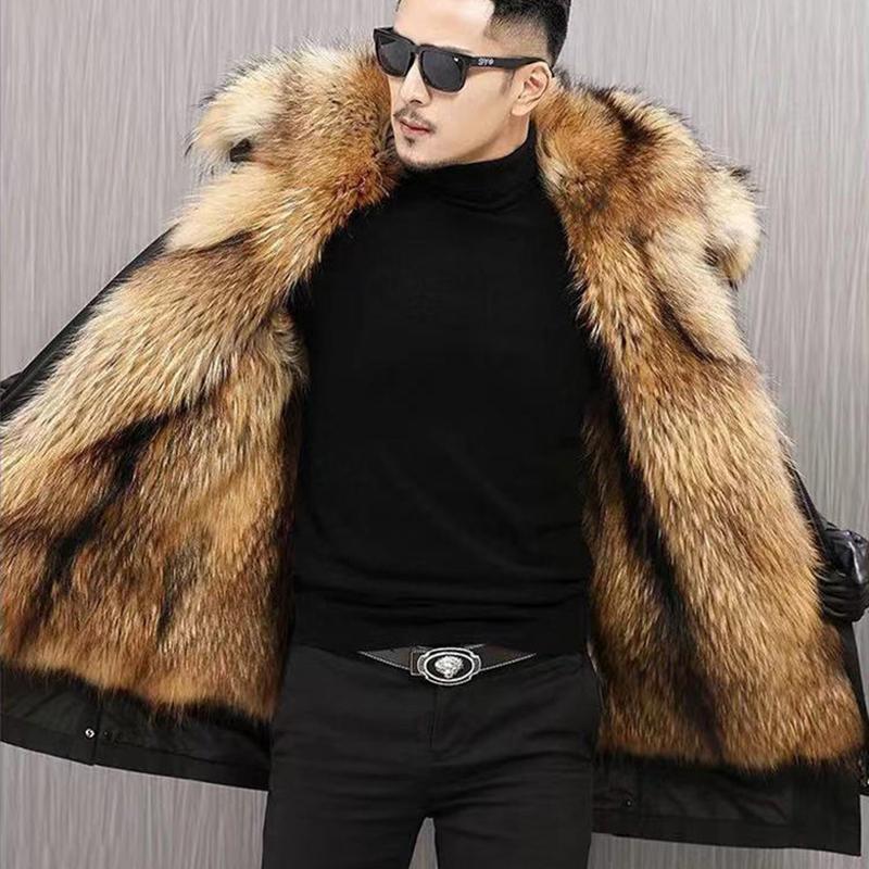 Handsome Men Winter Imitation Mink Fur Detachable Liner Thick Imitation Fur Jacket