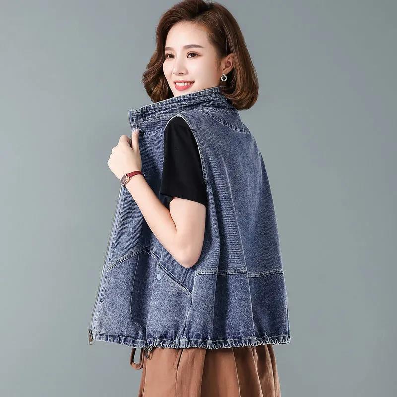 Plus Size Denim Vest Sleeveless Denim Vest  Spring Summer and Autumn Women Jacket Vest Ladies Tops Cowboy Vest