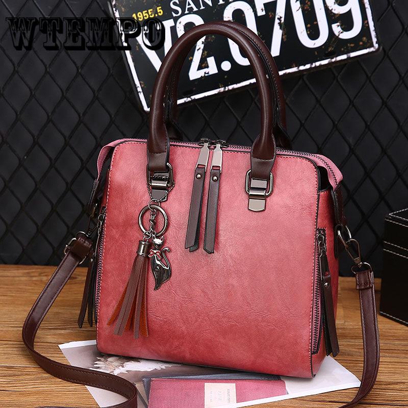 Leather Handbags Women Tassel Crossbody Shoulder Bags Tote Women Fashion Bag