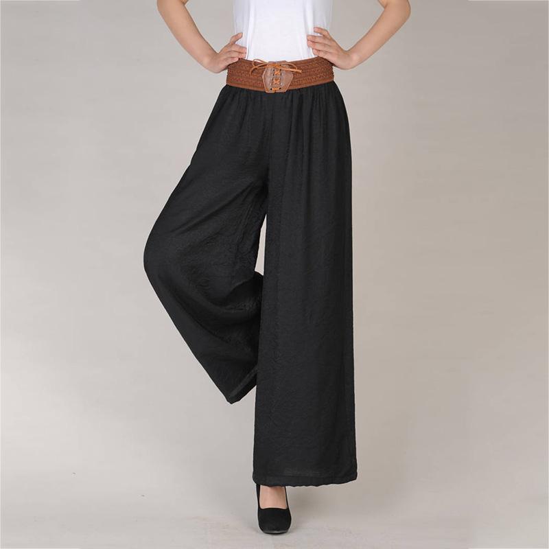 WTEMPO Cotton Silk Pants Women Loose High Waist Wide Leg Summer Straight Trousers Casual Cool Comfortable Office Home Go Out Party