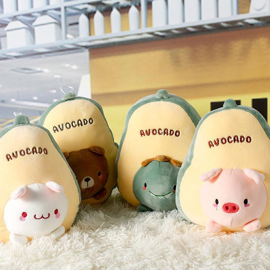 Children's Plush Toys Lovely Soft Elastic Cashmere Avocado Plush Doll Cute Rabbit Bear Dinosaur Expression Avocado Doll Pillow