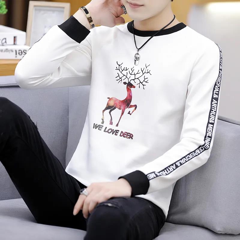 Spring and Autumn Long-sleeved T-shirt Men's Slim Trend Sweater Men's Plus Size Wild T-shirt