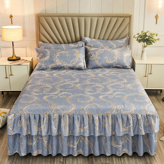 1 Piece Set of Protective Mattress Cover Fitted with Non-slip Protection Printed Bed Sheet