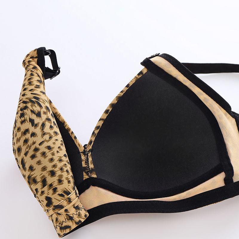 Underwear Women's No Steel Ring Bra Plus Size Bra Thin Gather-up Type Breast Beautiful Back Leopard Pattern Women Plus Size Underwear