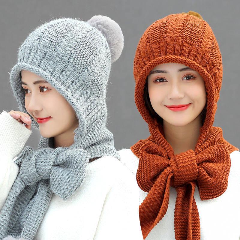 Wool Hat Female Winter All-match Scarf Cap Winter Cute Ear Protection Thick Warm Knitted Hat