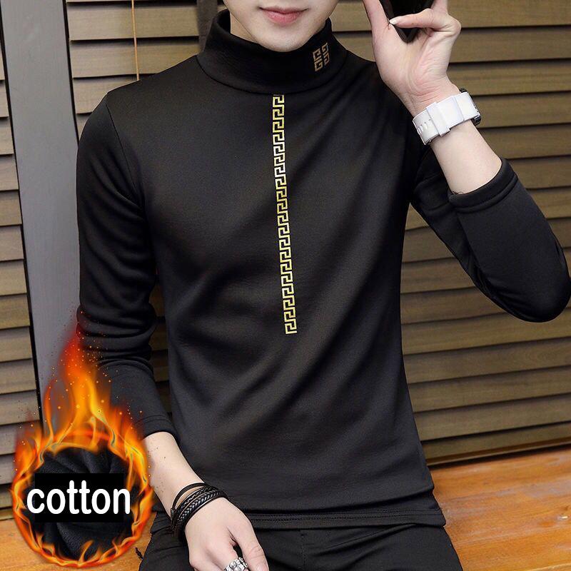 Long-sleeved T-shirt Men's Fashion Wild Sweater Men's Autumn and Winter Warm Slim Tops