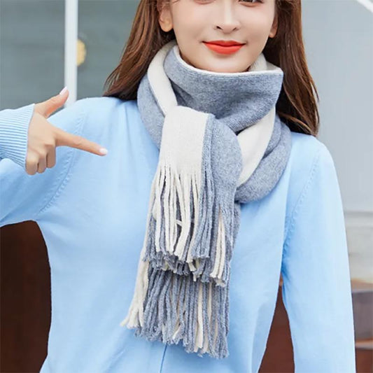 Scarf Women Winter Korean Version of Wool Knitted Scarf Wild Women Warm Thickened Long Scarfs