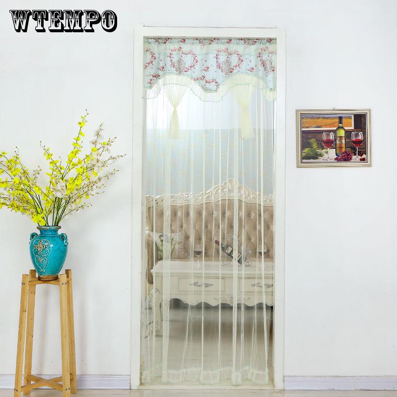 WTEMPO Lace Spinning Mute Anti-mosquito Long Curtain Free Punching Telescopic Rod Curtain Bedroom