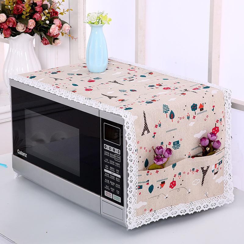 Kitchen Microwave Cover Microwave Oven Hood Oil Dust Cover with Storage Bag Kitchen Accessories Supplies Home Decoration