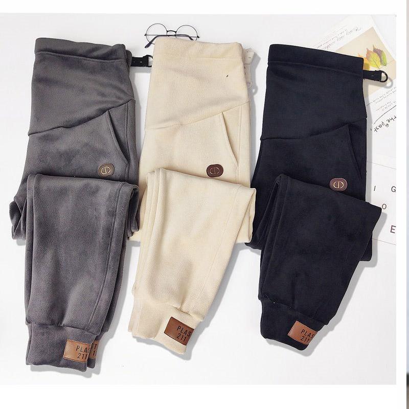 Pregnant Women's Trousers, Sports Loose, Outer Wear, Spring and Autumn, Thin, All-match Straight Autumn and Winter Plus Velvet Thick Casual Pants