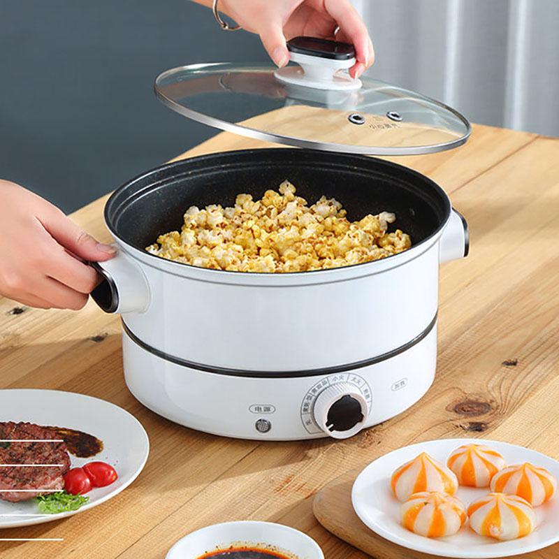 Electric Frying Pan Multi-function Electric Pot Electric Mini Electric Pot Household Steamer Electric Skillet Non-stick Pot with Steamer