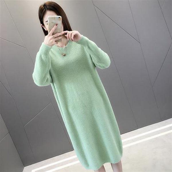 Long Mohair Sweater Dress Autumn and Winter Knitted Bottoming Shirt Loose All-match Female Dress