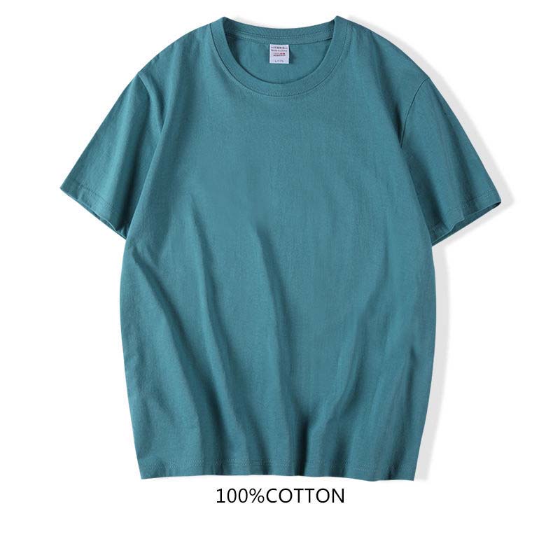 100% Pure Cotton Solid Color Short-sleeved T-shirt Men's Spring and Autumn Bottoming Shirt Trend All-match Top