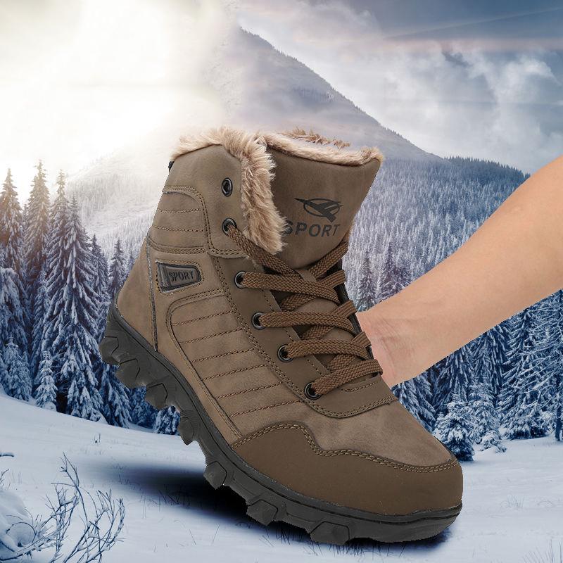 Snow Boots Men's Winter Warm Thick PlushShoes Waterproof Outdoor Men's Cotton Boots Size 38-48