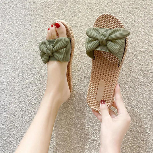 Slippers Women Summer Outer Wear Autumn Fashion Bow All-match Non-slip Sandals and Slippers