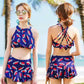 Split Swimsuit Printed Suit Seaside Beach Holiday Swimsuit Skirt Swimsuit Sweet and Cute Travel Holiday Swimsuit Set