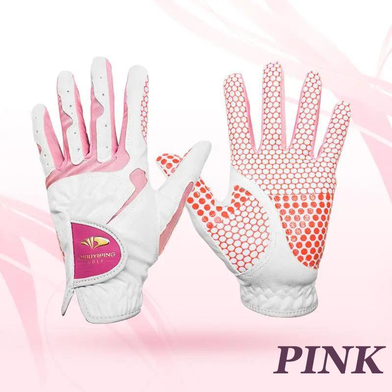 Golf Gloves Women's Hands 2 Colors Optional Microfiber Cloth Soft Non-slip Silicone Wear-resistant Breathable Gloves