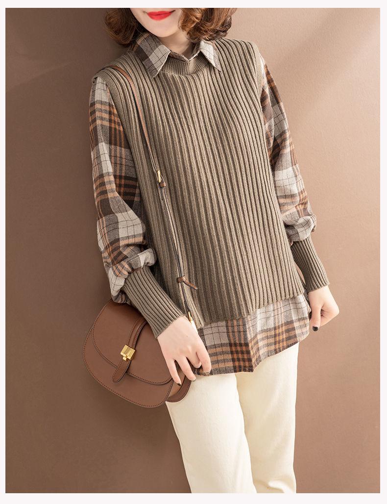 Autumn and Winter Knitted All-match Blouse Fashion Vest Shirt Suit Casual Simple Female Sweater