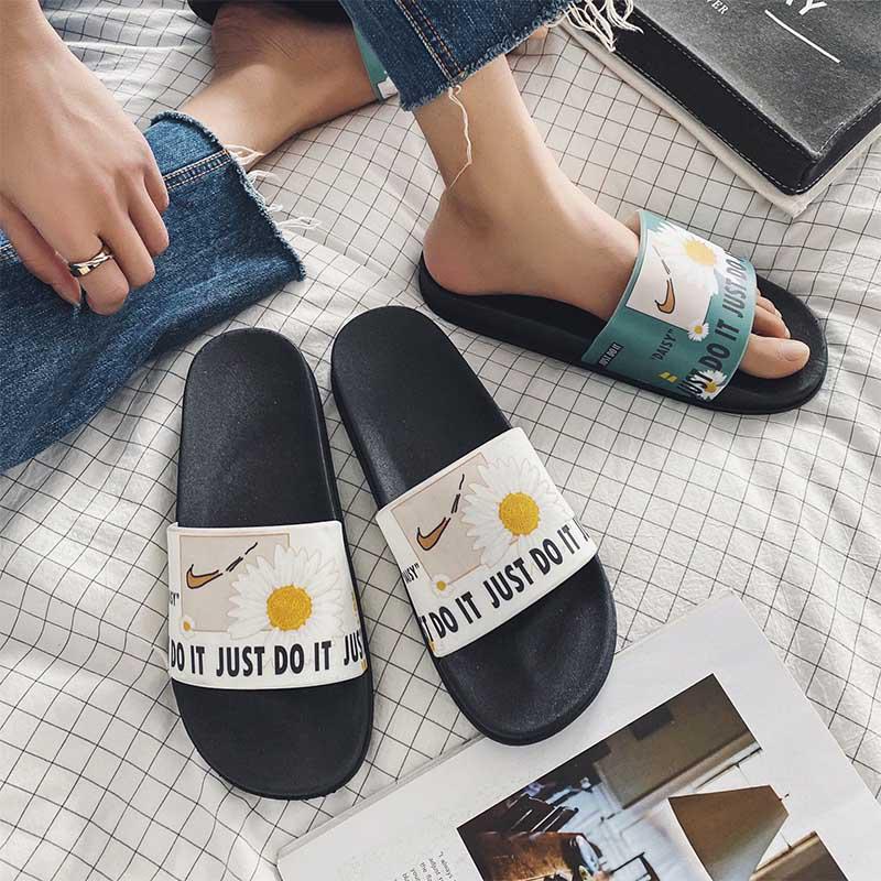 Fashion outdoor wear sandals and slippers male personality word drag couple  non-slip beach shoes