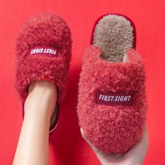 Autumn and Winter Pure Cotton Slippers Indoor Non-slip Soft-soled Shoes Warm Simple Plush Cotton Shoes