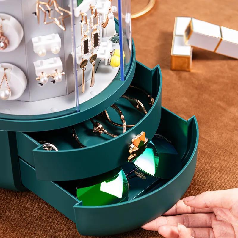 Jewelry Storage Box Earrings Hand Ornaments Earrings Large-capacity Visual Necklace Multifunctional Home Dresser Storage Box