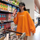 Autumn and Winter Cotton Orange Sweater Long Sleeve Loose Round Neck T-shirt Letter Casual Top