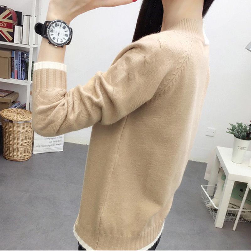 Women Knitted Sweaters Pullovers Long Sleeve Sweater Slim Elastic Short Sweater Women