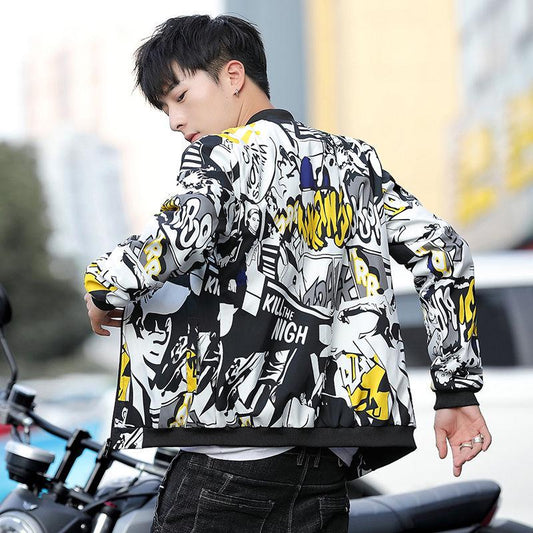 Trendy youth slim collar collar plus size jacket men's jacket spring and autumn jacket