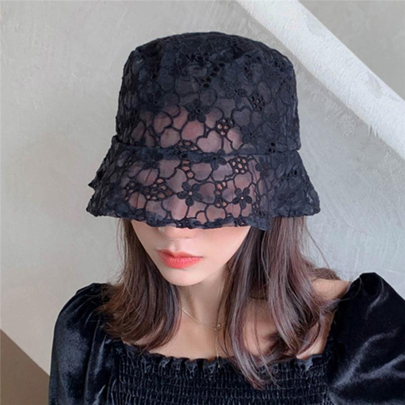 Women Lace Fisherman Hat Korean Style Outdoor Bucket Cap Sunscreen Summer Breathable Fairy Thin Hats