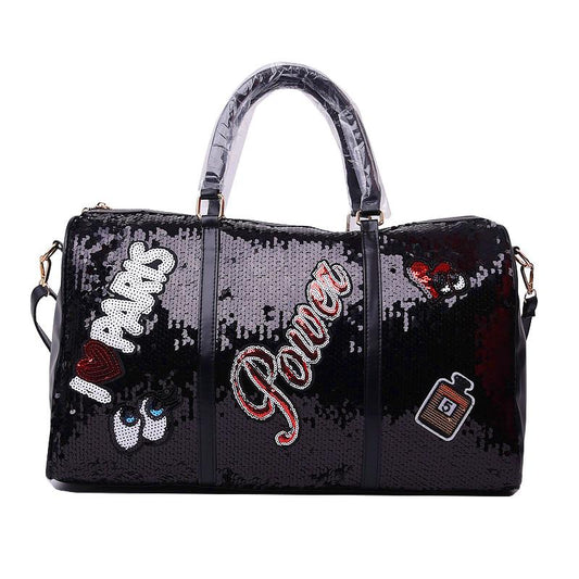 2019 Fashion Women Travel Bag Casual Sequins Letters Man Shoulder Diagonal Handbag Large Capacit