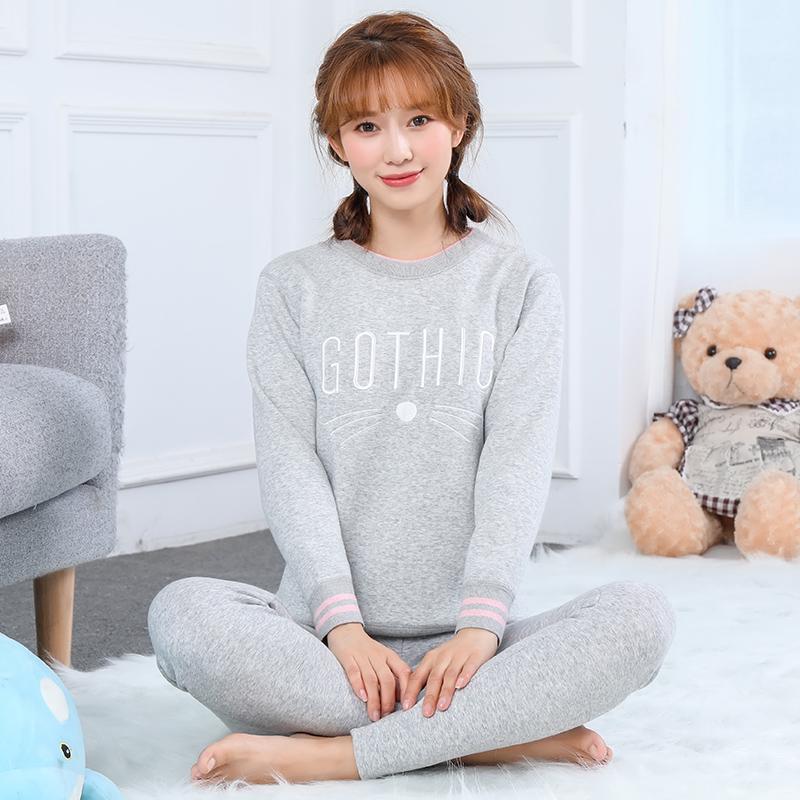 Women Warm Pajamas Thermal Underwear Homewear Winter Basic Set