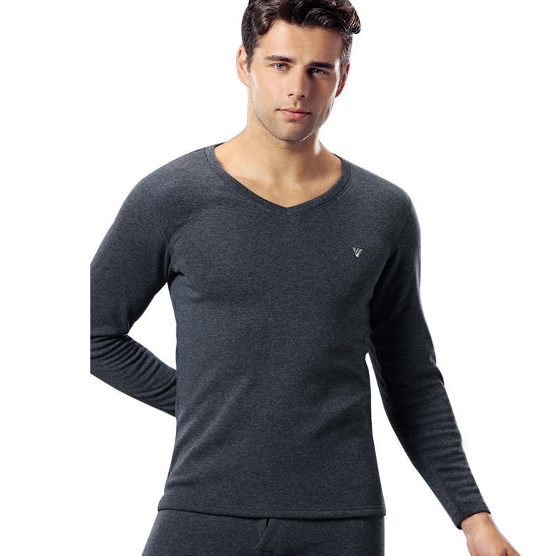 Men Winter Autumn Plus Velvet Thicken Thermal Underwear Tight Suit High Elasticity Wearable Comfortable Versatile Soft Lining Long Sleeve Breathable