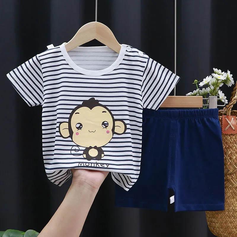 Children's Short-sleeved Suit Cotton Baby Clothes Boy Shorts Half-sleeve 0-7 Years Old Baby T-shirt Summer Children's Clothing